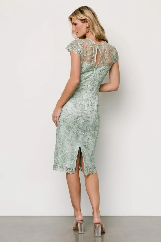 Women Embellished Sequin Baltic Born Oriana Embossed Shimmer Midi Dress Sage Women Embellished Sequin Baltic Born Oriana Embossed Shimmer Midi Dress Sage