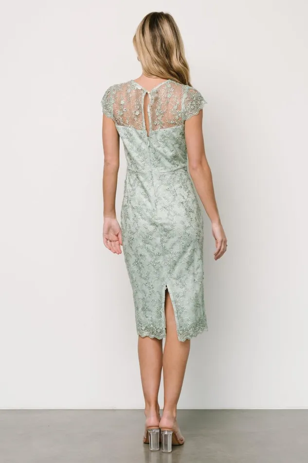 Women Embellished Sequin Baltic Born Oriana Embossed Shimmer Midi Dress Sage Women Embellished Sequin Baltic Born Oriana Embossed Shimmer Midi Dress Sage
