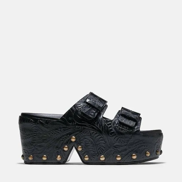 Women ESAB Black Embossed Clergerie Mules