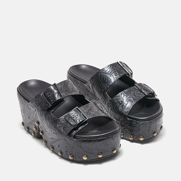 Women ESAB Black Embossed Clergerie Mules