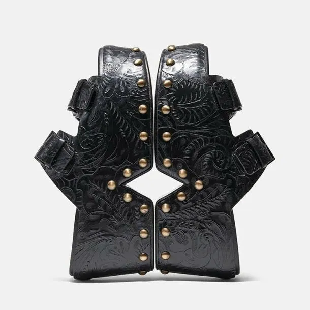 Women ESAB Black Embossed Clergerie Mules