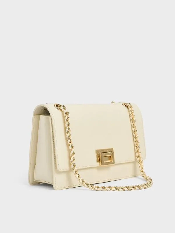 Women Everline BraidedStrap Shoulder Bag 8211 Cream CHARLES and KEITH Shoulder Bags