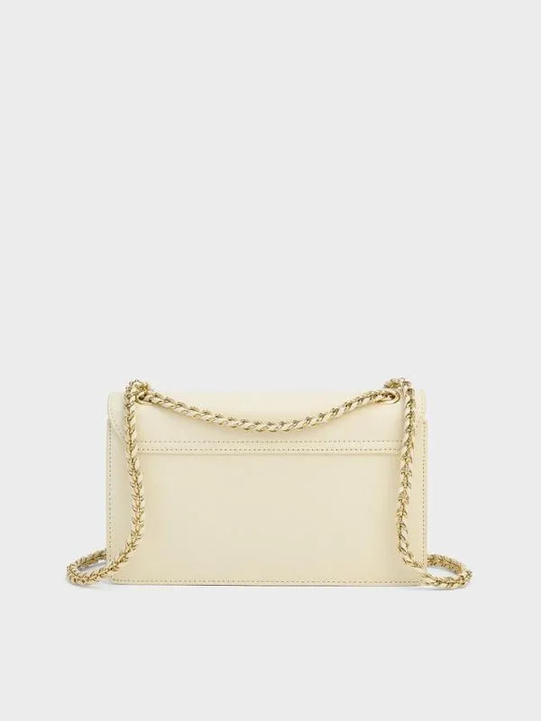Women Everline BraidedStrap Shoulder Bag 8211 Cream CHARLES and KEITH Shoulder Bags