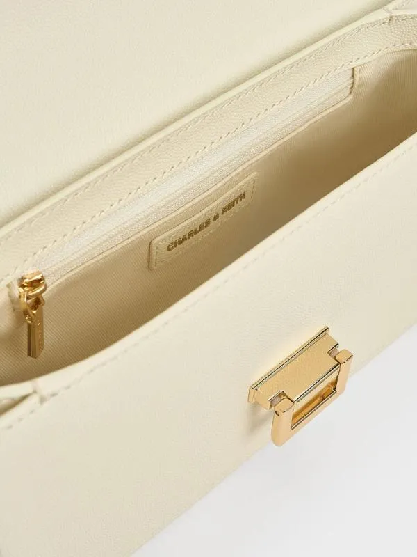 Women Everline BraidedStrap Shoulder Bag 8211 Cream CHARLES and KEITH Shoulder Bags