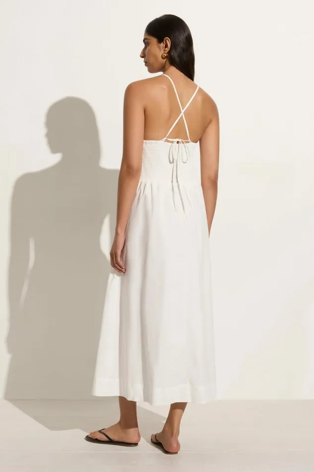 Women Faithfull The Brand Dresses Camera Midi Dress White 8211 Faithfull The Brand