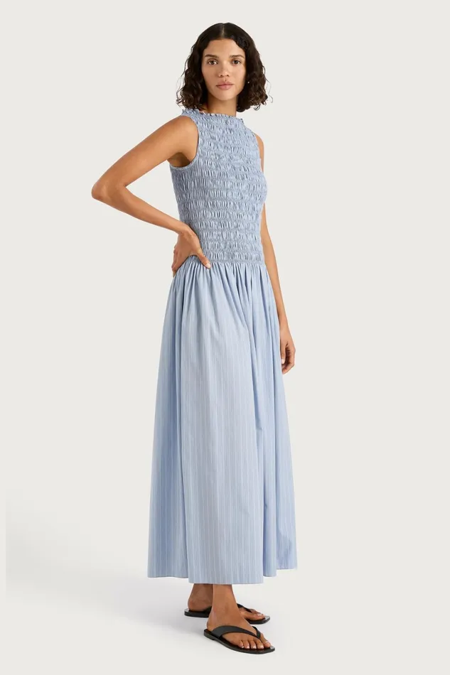 Women Faithfull The Brand Dresses Noa Maxi Dress Blue Pinstripe
