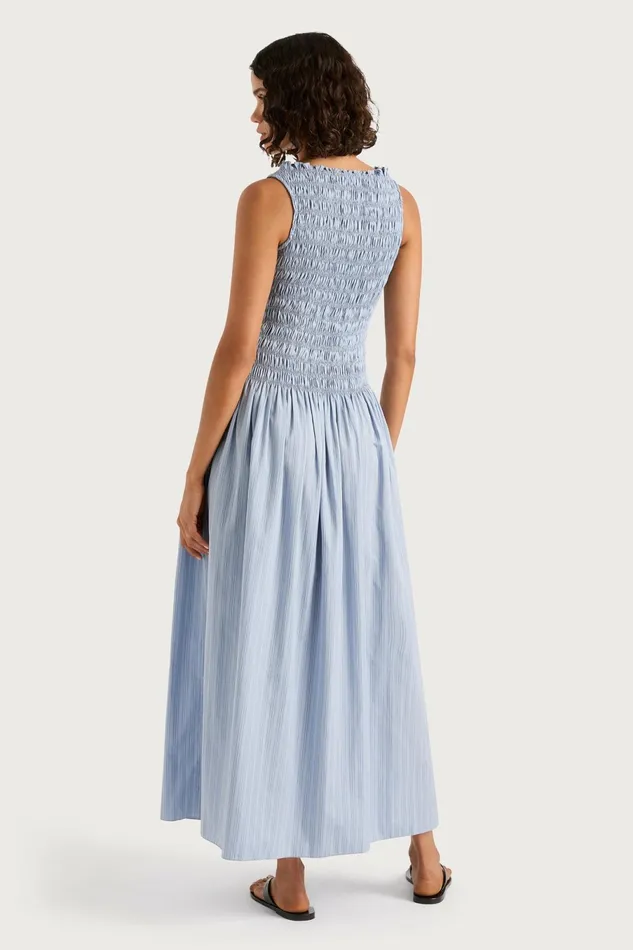 Women Faithfull The Brand Dresses Noa Maxi Dress Blue Pinstripe