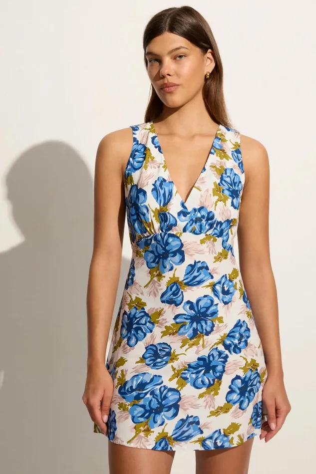 Women Faithfull The Brand Dresses Penne Mini Dress Isadora Floral Navy 8211 Faithfull The Brand