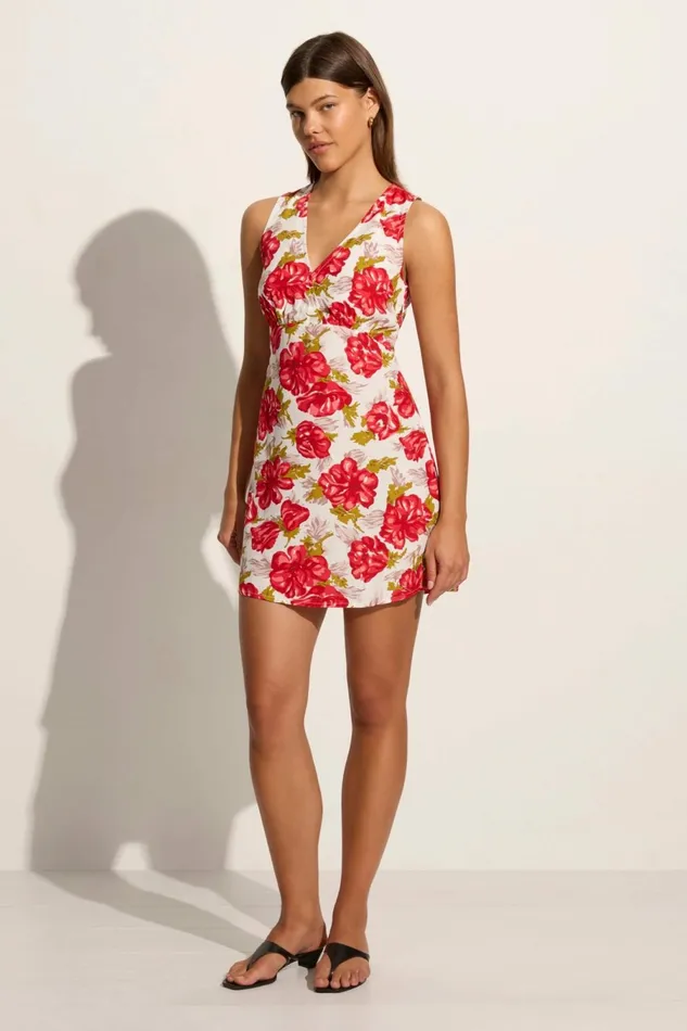 Women Faithfull The Brand Dresses Penne Mini Dress Isadora Floral Red 8211 Faithfull The Brand