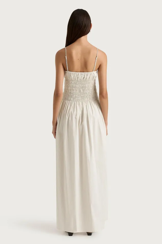 Women Faithfull The Brand Maxi Dresses Aya String Maxi Dress Cream Pinstripe