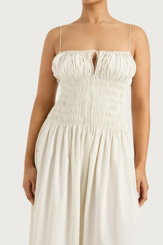 Women Faithfull The Brand Maxi Dresses Aya String Maxi Dress Cream Pinstripe