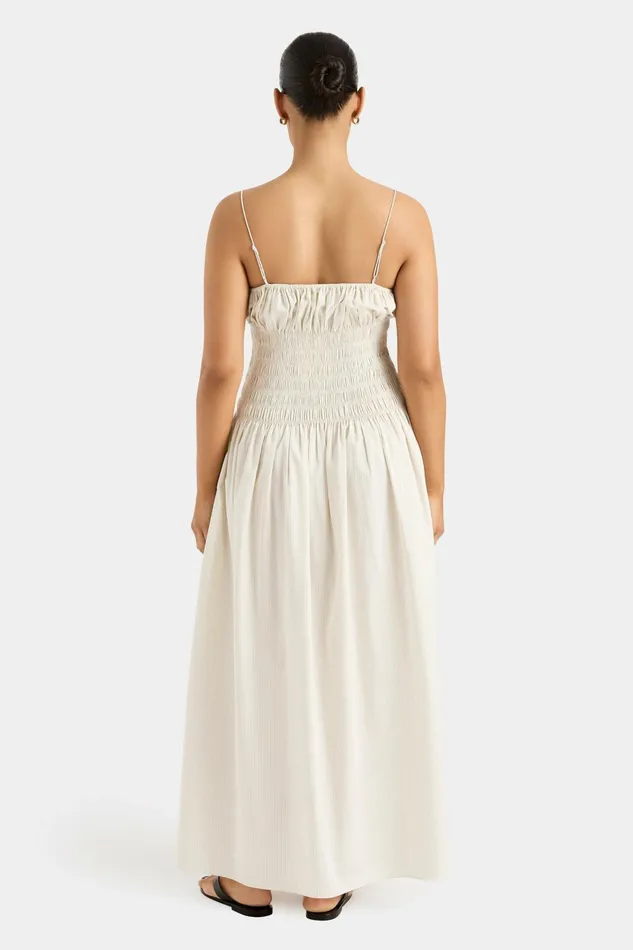 Women Faithfull The Brand Maxi Dresses Aya String Maxi Dress Cream Pinstripe