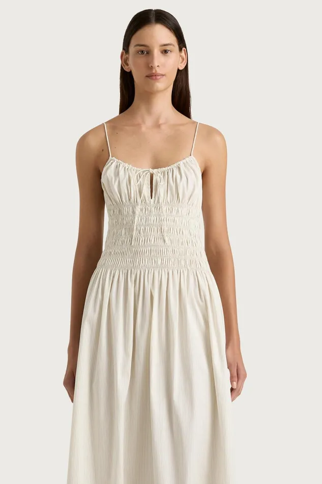 Women Faithfull The Brand Maxi Dresses Aya String Maxi Dress Cream Pinstripe
