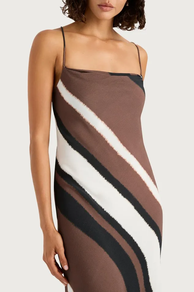 Women Faithfull The Brand Maxi Dresses Sisudo Maxi Dress Futura Stripe Chocolate Women Faithfull The Brand Maxi Dresses Sisudo Maxi Dress Futura Stripe Chocolate