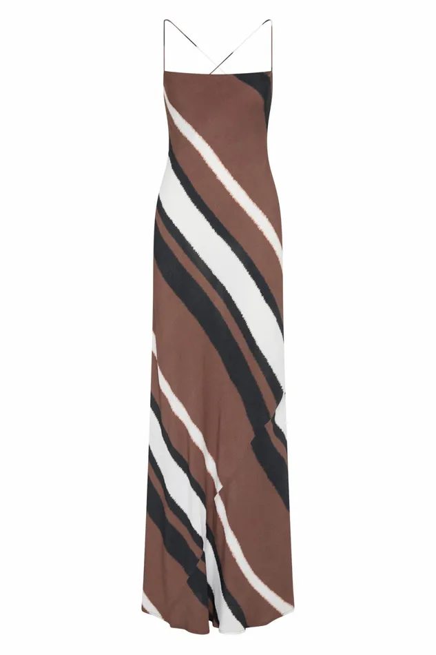 Women Faithfull The Brand Maxi Dresses Sisudo Maxi Dress Futura Stripe Chocolate