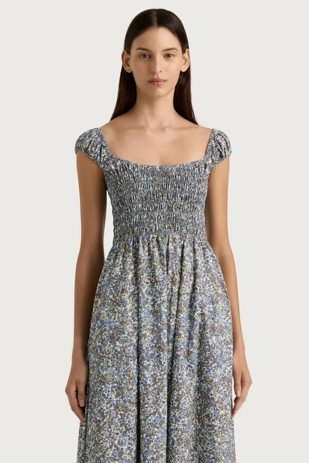 Women Faithfull The Brand Midi Dresses Lene Midi Dress Meander Blue