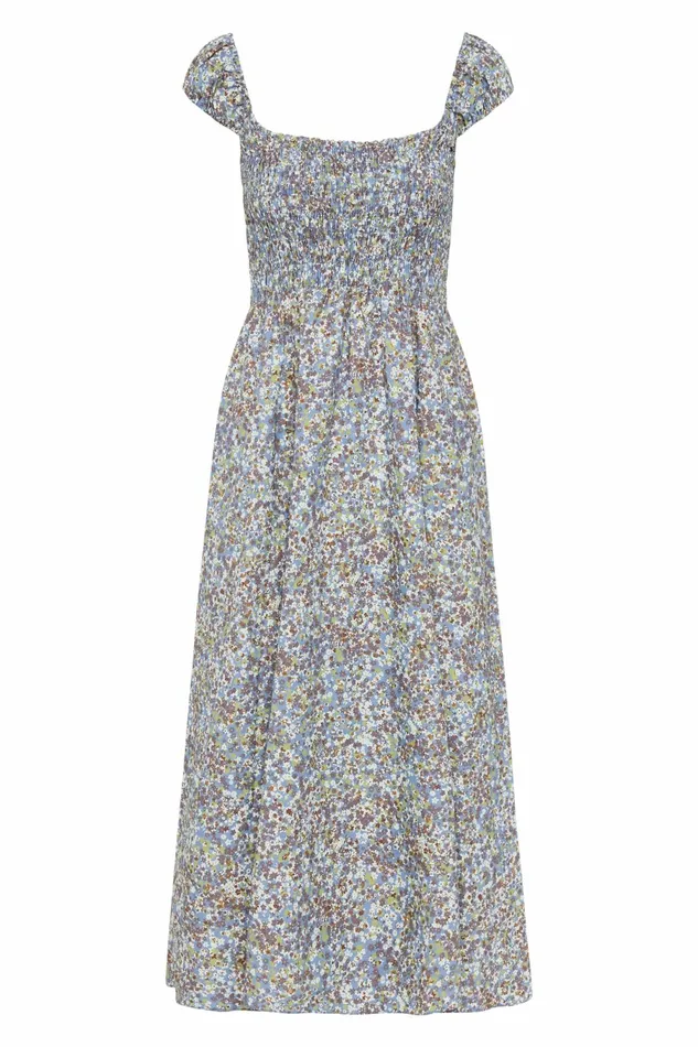 Women Faithfull The Brand Midi Dresses Lene Midi Dress Meander Blue