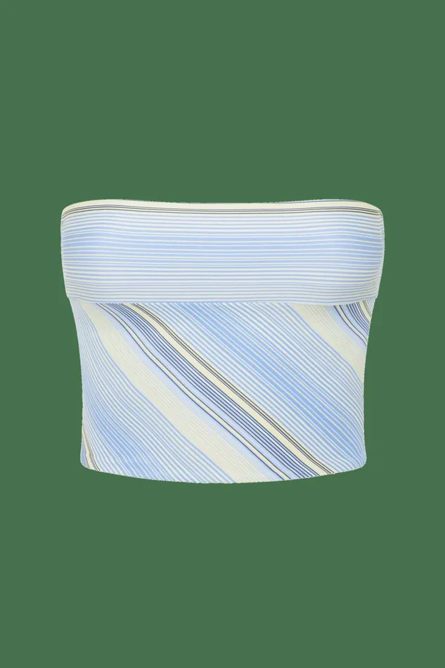 Women Faithfull The Brand Swim Jean Swim Top Futura Stripe Sky Blue