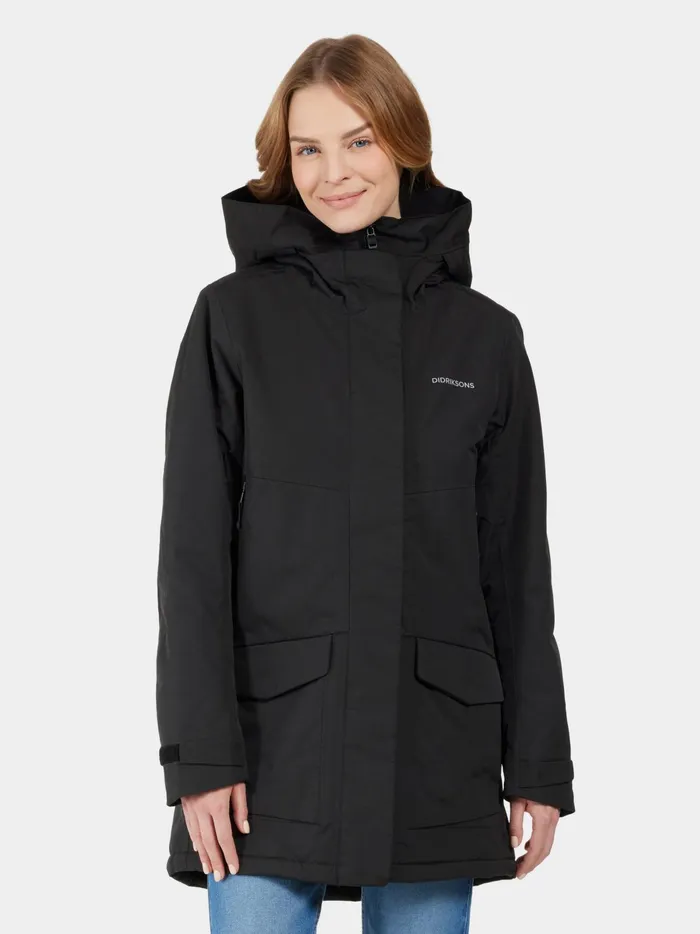 Women Frida Parka Black Didriksons Autumn Jackets