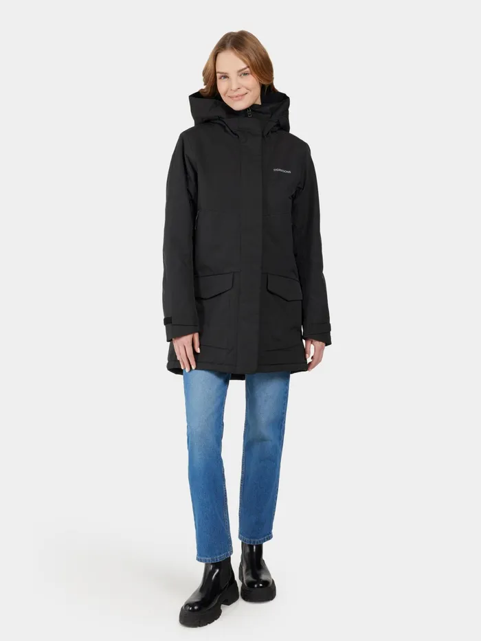 Women Frida Parka Black Didriksons Autumn Jackets