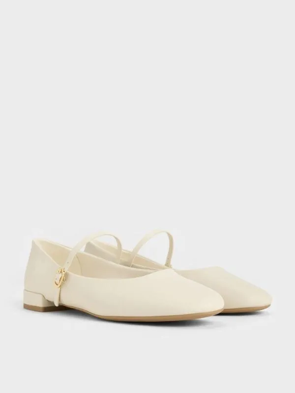 Women Gertrude RoundToe Mary Janes 8211 Chalk CHARLES and KEITH Ballet Flats