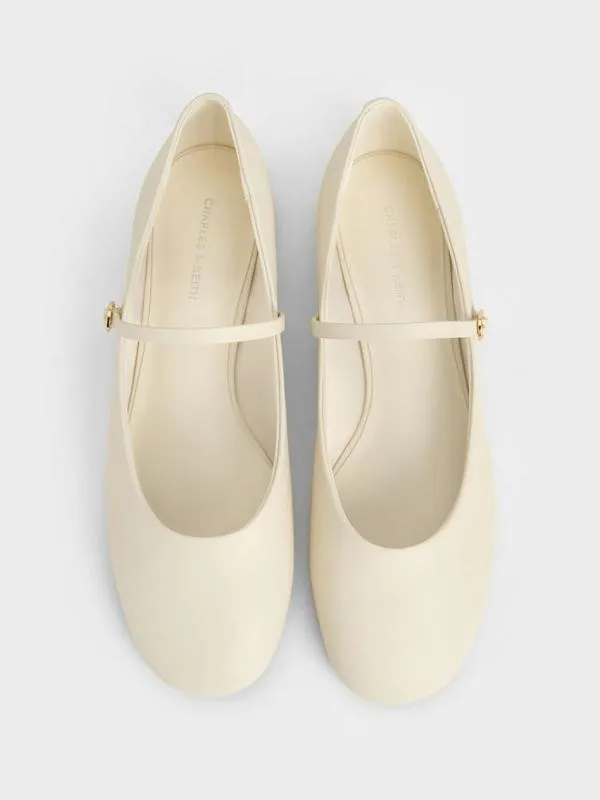 Women Gertrude RoundToe Mary Janes 8211 Chalk CHARLES and KEITH Ballet Flats