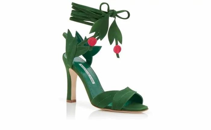 Women Green Suede LaceUp Sandals Manolo Blahnik Sandals