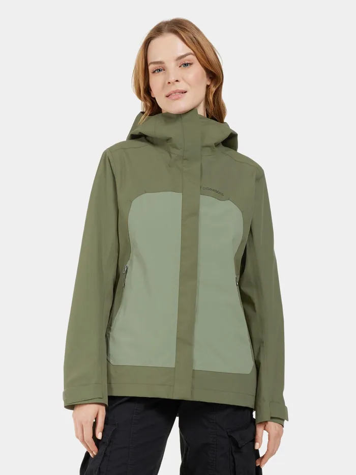 Women Grit Jacket Wild Forest Green Didriksons Shell Jackets