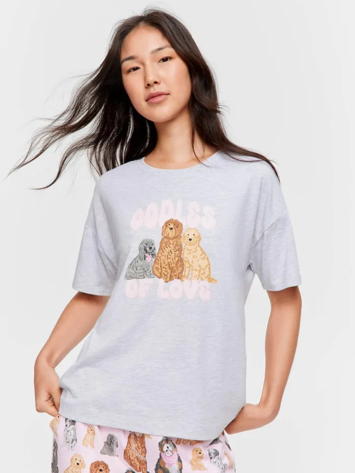 Women Groodle Tee Grey Marle Peter Alexander Tops