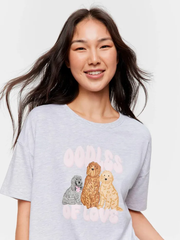 Women Groodle Tee Grey Marle Peter Alexander Tops