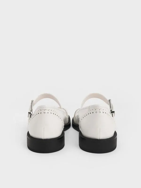 Women Heart Buckled Mary Janes 8211 White CHARLES and KEITH Flats