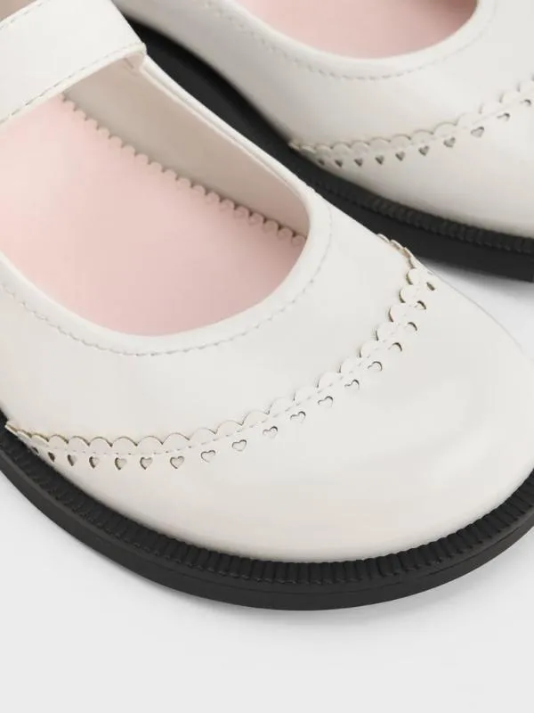 Women Heart Buckled Mary Janes 8211 White CHARLES and KEITH Flats