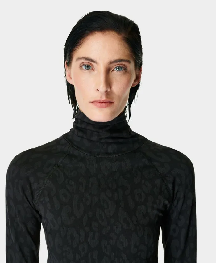 Women High Neck Leopard Jacquard Base Layer Top Black Leopard Paint Jacquard Sweaty Betty Long Sleeve Tops Women High Neck Leopard Jacquard Base Layer Top Black Leopard Paint Jacquard Sweaty Betty Long Sleeve Tops