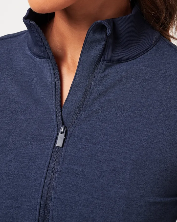 Women Hoodies and Pullovers TravisMathew MOVEKNIT FULL ZIP Heather Navy Blazer Women Hoodies and Pullovers TravisMathew MOVEKNIT FULL ZIP Heather Navy Blazer