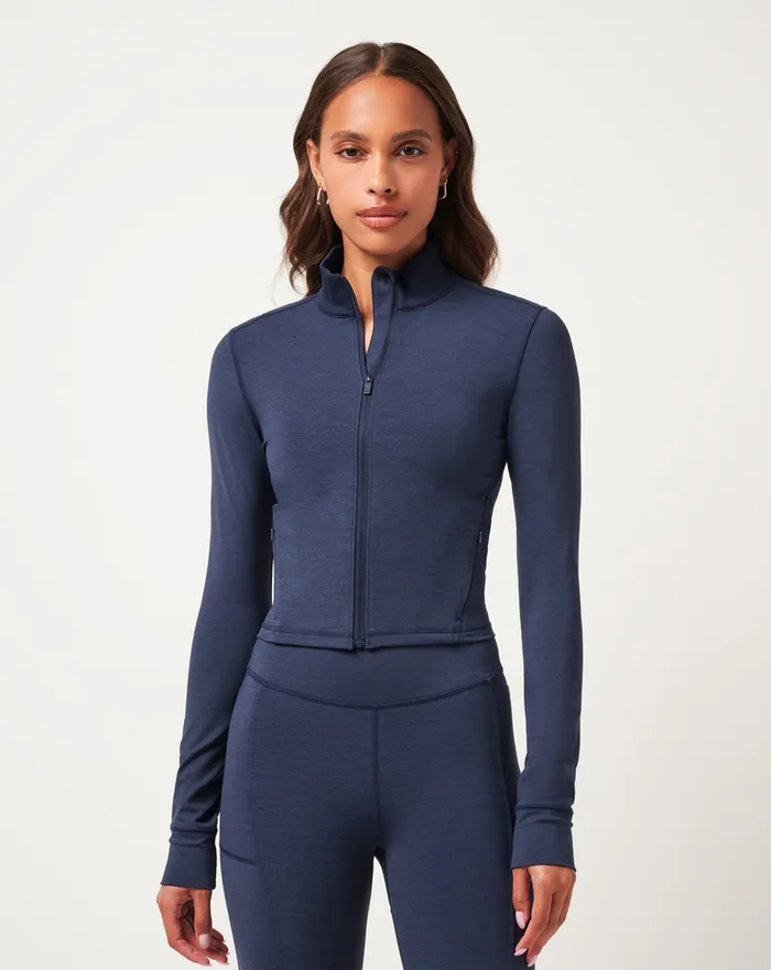 Women Hoodies and Pullovers TravisMathew MOVEKNIT FULL ZIP Heather Navy Blazer Women Hoodies and Pullovers TravisMathew MOVEKNIT FULL ZIP Heather Navy Blazer
