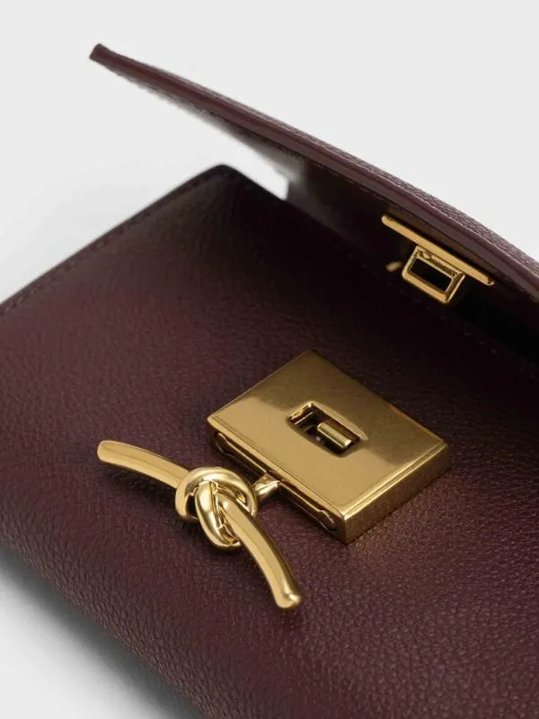 Women Huxley Metallic Accent Front Flap Wallet 8211 Dark Chocolate CHARLES and KEITH Small Wallets