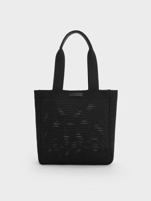 Women Ida Knitted Tote Bag 8211 Black CHARLES and KEITH Slouchy Bags