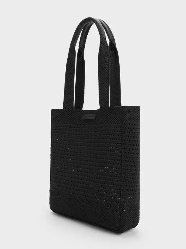 Women Ida Knitted Tote Bag 8211 Black CHARLES and KEITH Slouchy Bags