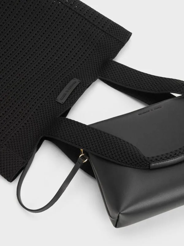 Women Ida Knitted Tote Bag 8211 Black CHARLES and KEITH Slouchy Bags