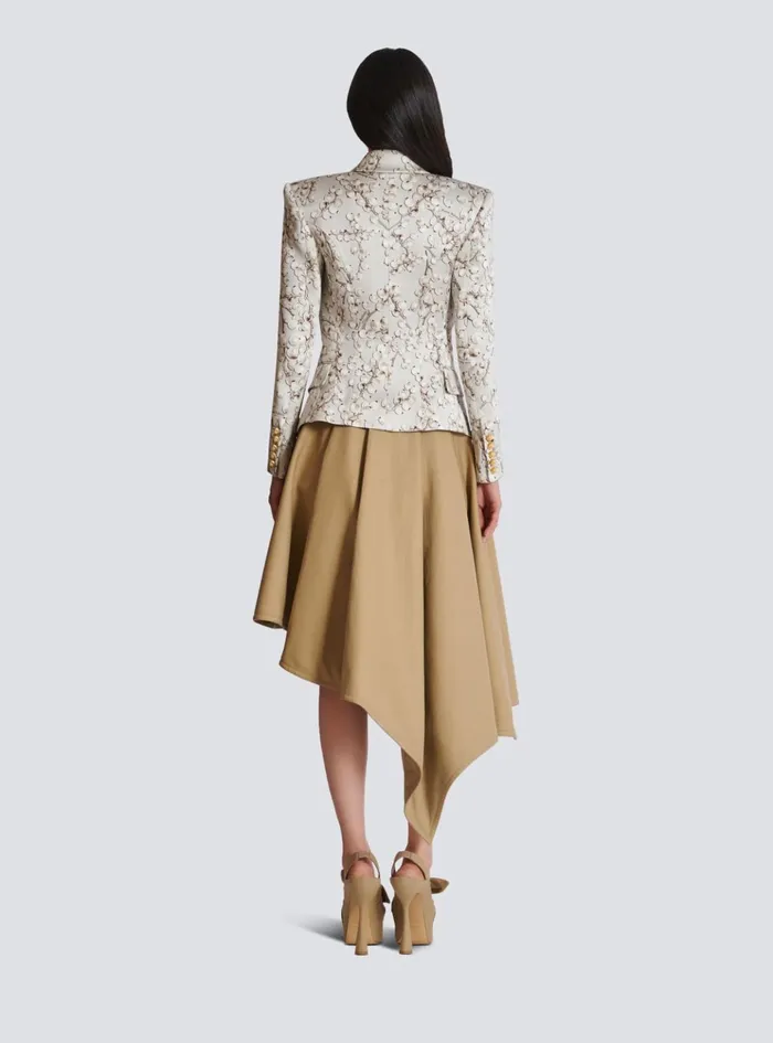 Women Jackets And Blazers Balmain 6button Satin Jacket With Redcurrant Print Beige