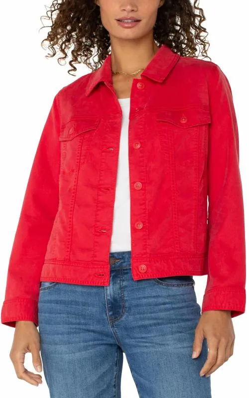 Women Jackets Liverpool Los Angeles Trucker Jacket With Shirred Back Geranium