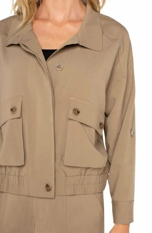 Women Jackets Liverpool Los Angeles Utility Jacket With Cinch Hem Palo Santo