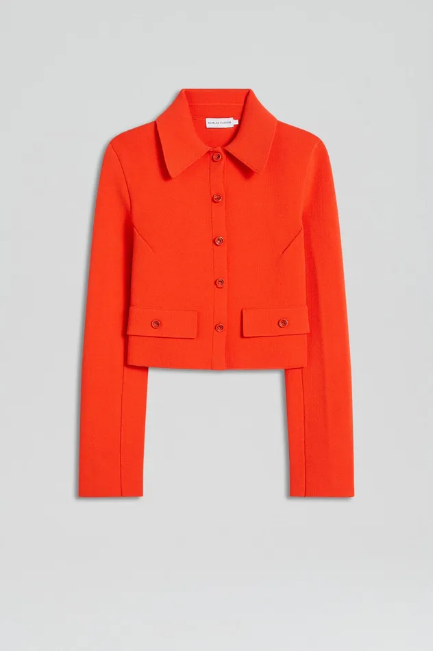 Women Jackets Scanlan Theodore CREPE KNIT CROP BUTTON JACKET CRAYON