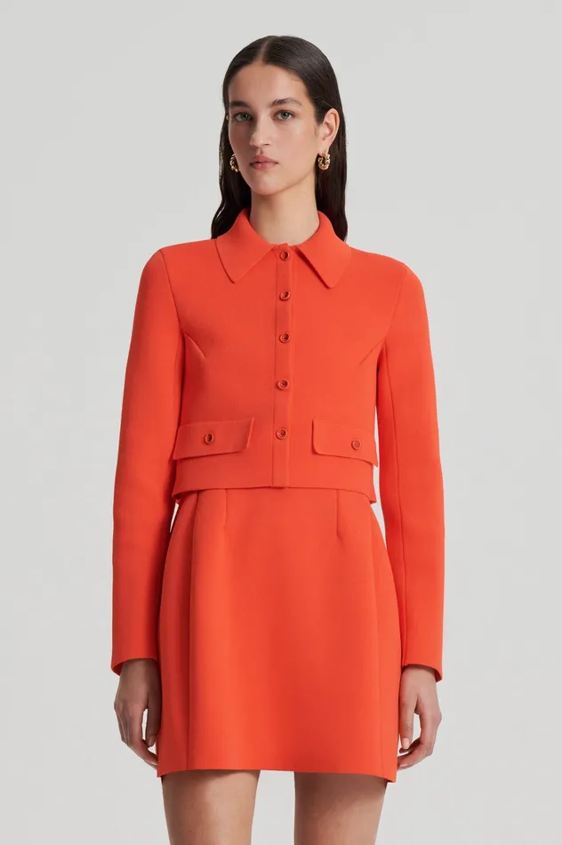 Women Jackets Scanlan Theodore CREPE KNIT CROP BUTTON JACKET CRAYON