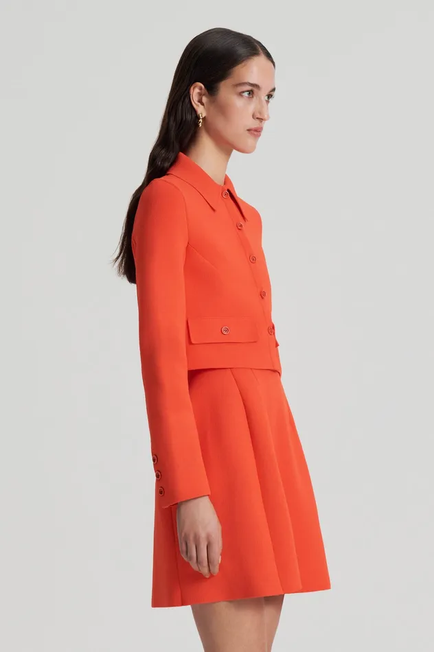 Women Jackets Scanlan Theodore CREPE KNIT CROP BUTTON JACKET CRAYON