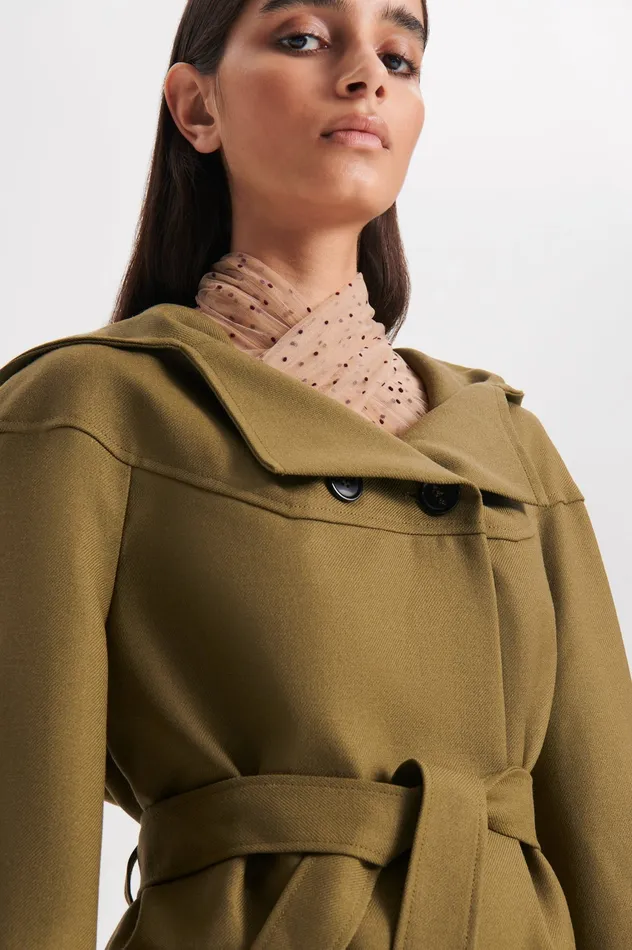 Women Jackets Scanlan Theodore CROPPED DUFFLE OLIVE Women Jackets Scanlan Theodore CROPPED DUFFLE OLIVE