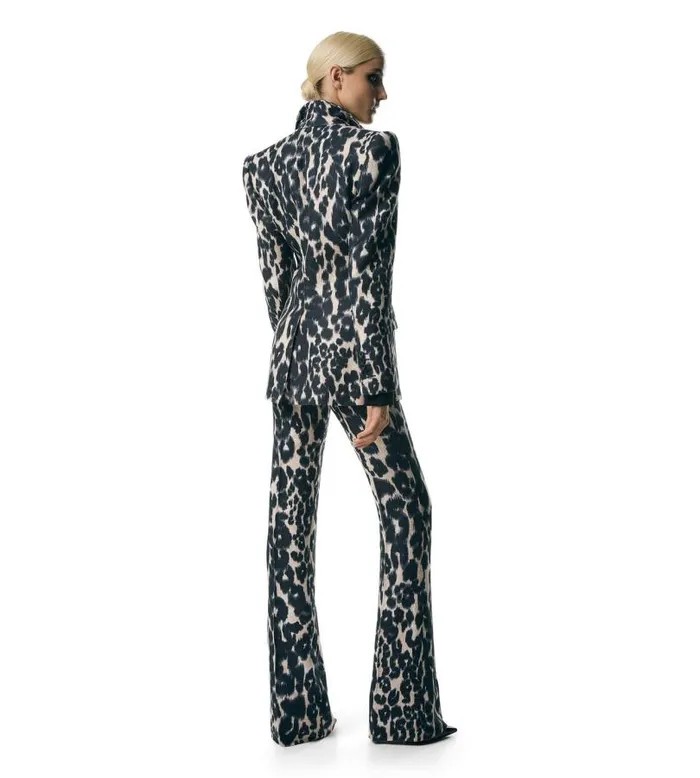 Women Jackets Tom Ford Leopard Printed Hopsack Jacket Chalk and Black