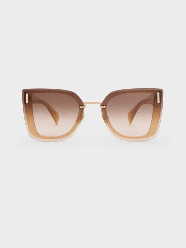 Women Jill Recycled Acetate Geometric Butterfly Sunglasses 8211 Toffee CHARLES and KEITH Butterfly