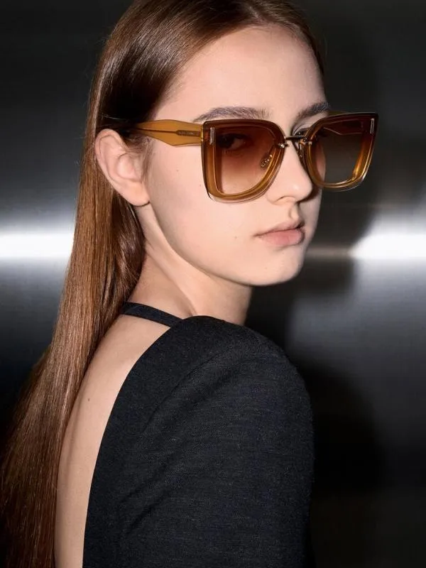 Women Jill Recycled Acetate Geometric Butterfly Sunglasses 8211 Toffee CHARLES and KEITH Butterfly