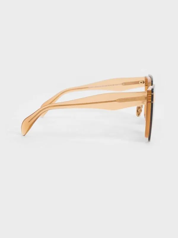 Women Jill Recycled Acetate Geometric Butterfly Sunglasses 8211 Toffee CHARLES and KEITH Butterfly